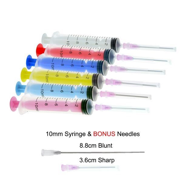 10mm syringe with sharp and blunt needle for filling ink cartridges and CISS