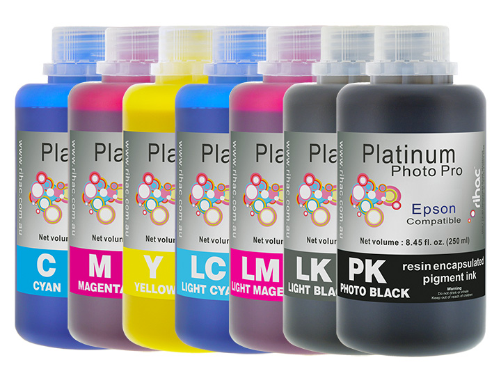 Photo Pro 7x 250ml Pigment Ink for Epson Stylus Pro 7600 (PK & LK Kit)