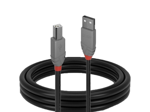 Lindy 1m USB-A 2.0 to USB-B Cable - Anthra Line