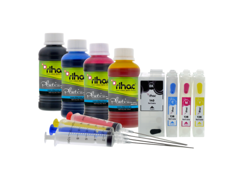 Epson 138 & 140 Refillable Cartridges & Dye Ink Set